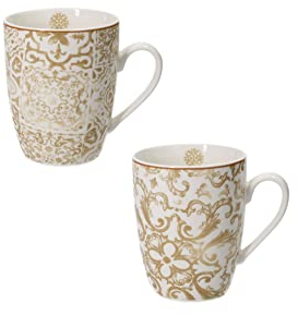 BRANDANI - Set 2 Pezzi Mug Tazza Excalibur cm 11 Tavola Natalizia Porcellana 51044