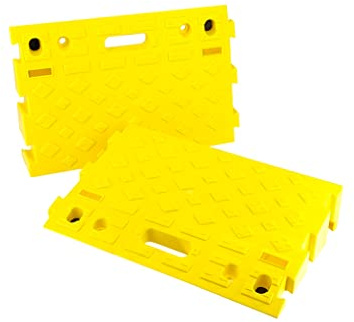 MAXXHAUL 50707 Rampes de seuil de Trottoir en Plastique à emboîter (Jaune) pour Quai de Chargement, allée, Trottoir pour Scooter, Fauteuil Roulant, Voiture, Camion, Moto, Chariot
