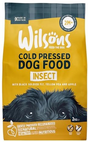 Wilsons - Insect Cold Pressed Dry Dog Food, Wheat Free, High Protein, Delicious Meal with Essential Nutrients, Grain Free, Hypoallergenic, Suitable for Adult Dogs and Puppies 2 Months and Up (2kg)