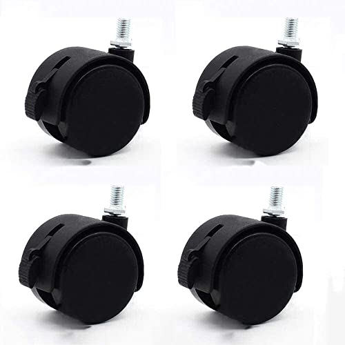ACiyD Möbelrolle M8 Lenkrolle mit Gewindeschaft für Babybettrollen Leise Rollen mit Bremse Universal Schwarz 4er Set (Color : Swivel x4, Size : 2inch) (Brakex4 2inch)