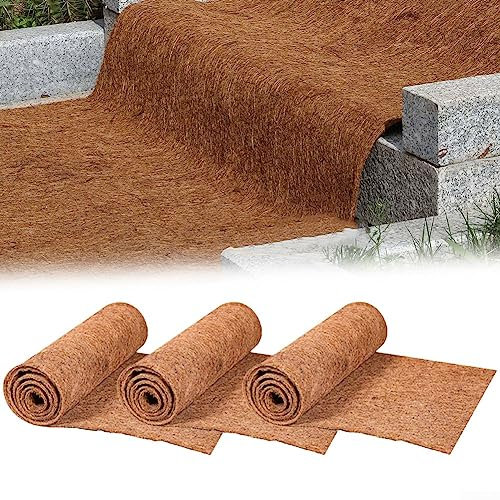 3 pezzi di fibra di cocco, foglio di fodera di cocco, foglio 20x100CM foglio di cocco Palm Mat tagliabile tappetino porta Mat cocco