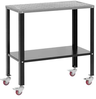 Stamos Welding Group SWG-TABLE915 Schweißtisch mit Rädern 544 kg 91,3 x 46 cm Lochplatte Lochschweißtisch Schwarz Kohlenstoffstahl