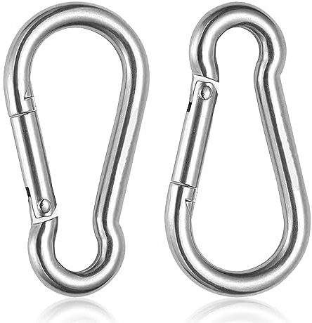2Pcs Mousqueton de Fixation, Mousqueton INOX à Ressort Acier, Mousquetons Pompier, Mousqueton a Ressort pour L'extérieur, Mousqueton Capacité de Charge, pour Charges Lourdes, 10mm Épaisseur