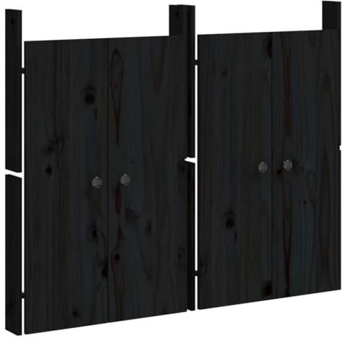 vidaXL Türen für Outdoor Küche 2 Stk., Schranktür mit Metallknäufen, Möbeltür Tür für Gartenschrank Terrasse, Holztür Ersatztür, Schwarz 50x9x82 cm Kiefernholz