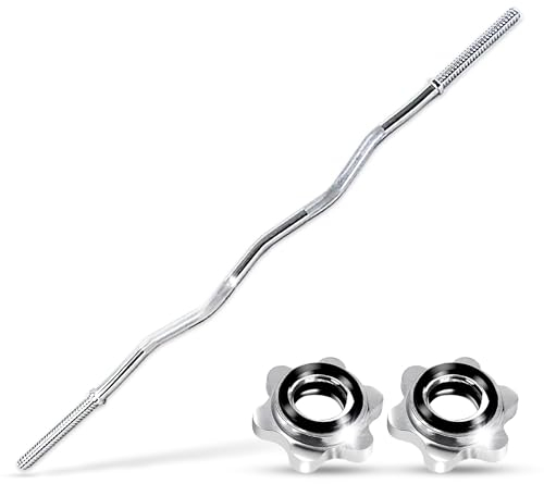 wuuhoo® Curl Hantelstange Gerrit, 120cm / 140cm SZ Hantelstange bis 90 KG, Langhantel mit olympischer Scheibenaufnahme 25mm, gerändeltem Griff mit 4,6 KG - Fitnessgerät für Zuhause 140 cm Silber