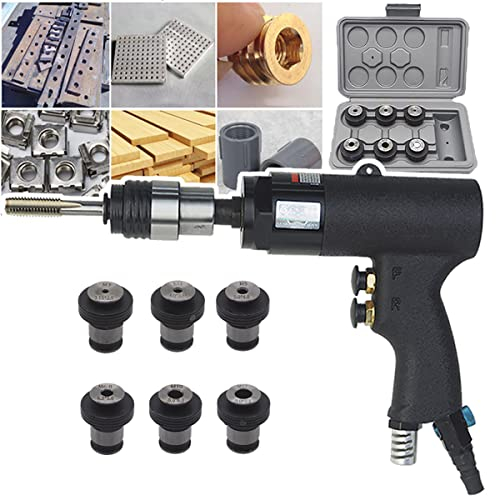 Pneumatische Gewindeschneidmaschine, Handgeführter Druckluft-Gewindeschneider, 6 Gewindeschneidfutter (M3, M4, M5, M6/8, M10, M12), Gewindeschneidbereich: M3–M12, Lufteinlass: 1/4 LN, Druckluft-Gewi