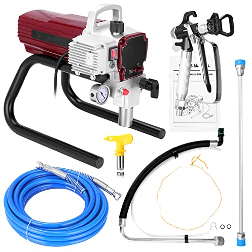 PASPRT Pulverizador de Pintura sin Aire de Alta presión Profesional, pulverizador de Pintura sin Aire Comercial con Carro, máquina de Pintura eléctrica de 1800W