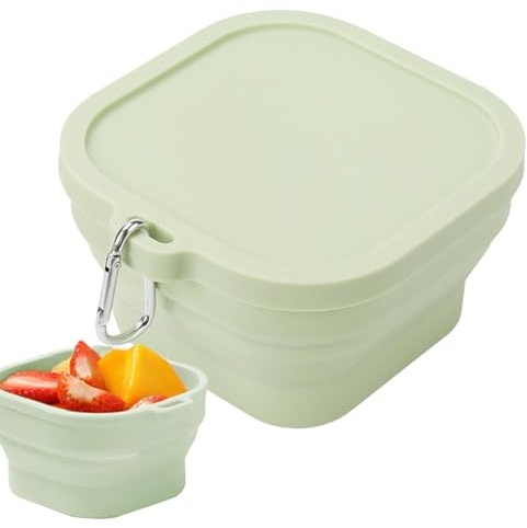 Shurzzesj Tazón plegable de silicona, cuencos de camping portátiles | Cuencos plegables antideslizantes pequeños - Recipientes de alimentos cuadrados portátiles, contenedores de alimentos portátiles