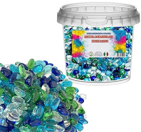 Generico 155-160 Pezzi - 1 kg Ciottoli di Vetro Pietre Decorative Perline Pepite Gemme Tessere Mosaico per vasi Ciotole da Giardino Artigianali Acquario (MIX COLOR, 1 KG)