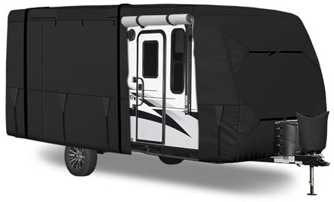 Housse de Protection pour Caravane, Housses pour Camping Car Imperméable, Protection Complète, Protection UV, Anti-poussière, Housse de Caravane Universelle (18-20ft)