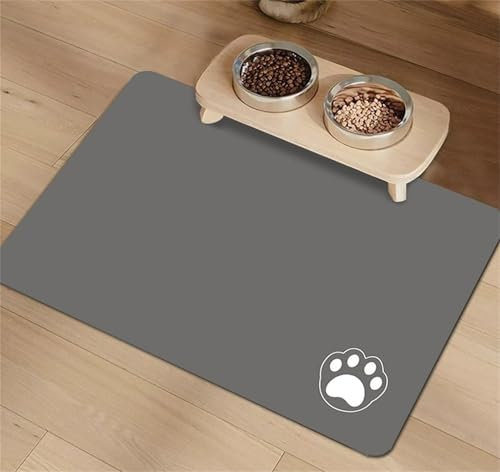 Hearda Futtermatte Hund Saugfähig, Katzen Futternapf Unterlage Napfunterlage Hund Futternapf Matte rutschfest Haustier Futtermatte Unterlage Katzennapf (40x60cm,Katzenpfote Drucken C)