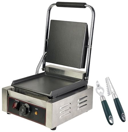 Prensa Para Sándwich Eléctrica De 1800W, Sandwichera Y Prensa Para Pan Con Placa Ranurada Y Lisa, Parrilla De Placa De Un Solo Cabezal (Con Descamador De Pescado Y Sacacorchos),groo/smoo