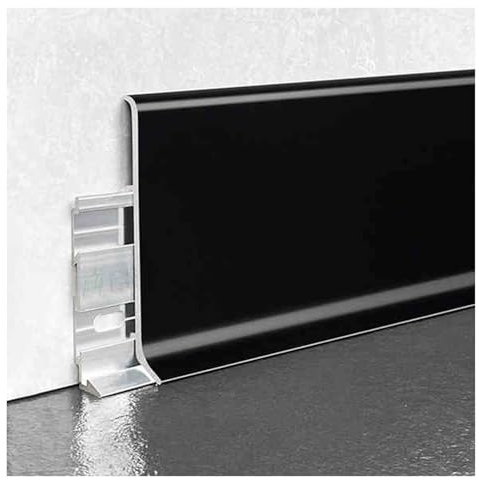 Plinthe Plinthe murale intérieure en métal noir, Moulure de sol en aluminium pour l'extérieur pour garage, terrasse, couloir, Plinthe Moderne Recouvrement Protecteurs d'angle(W 8cm(3.1in),L 90cm(35.4i