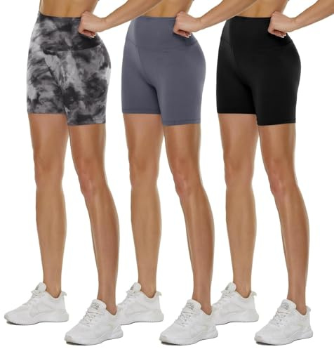 TNNZEET 3er Pack Radlerhose Damen High Waist Sommer Shorts Kurze Sporthose