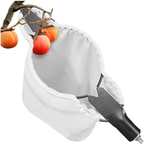 SeLani Fruit Picker Head Harvest Basket with Branch Hook Large Elastic Bag Fruit Picking Tools with Two V-Shaped Blades Fruits Catcher for Apples Oranges Pears Peaches (Pole not Included)