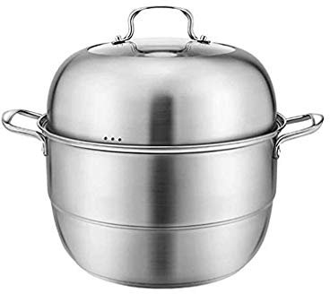 CHFYIJYHM Stainless Steel Double-Layer Steamer, Explosion-Proof Glass Enamel Stainless Steel Combination, Three-Layer Composite Bottom