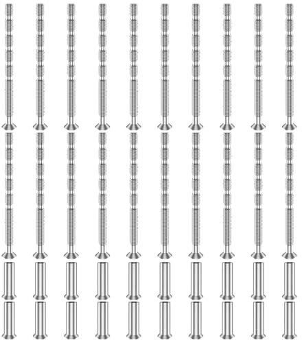 20PCS M4 Door Handle Bolt Through Fixings, M4 Screw Connecting Bolts & Sleeves, Door Handle Screws, Nickel Plated Screws Suitable for Escutcheons, Door Handle, Cabinet, Drawers