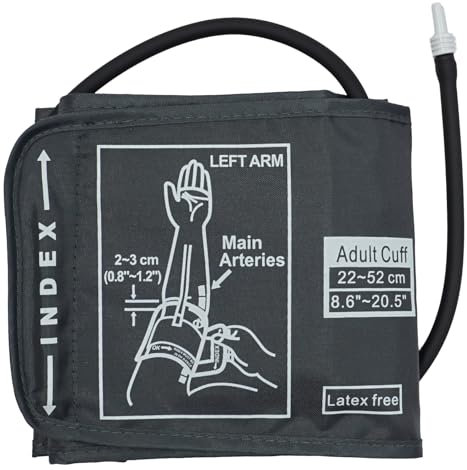 Brassard Tensiomètre de Remplacement Extra Large Confortable pour Adultes aux Gros Bras, Machines de Pression Artérielle à la Maison Brassard, Compatible avec la Plupart des Tensiomètres, 22 à 52 cm