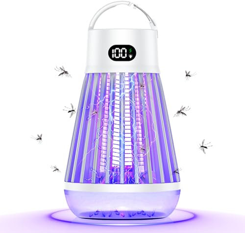 Lampada antizanzare 2 in 1 per insetti elettrico con luce LED, per camera da letto, campeggio, interni ed esterni