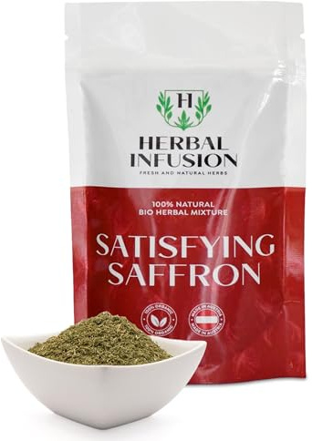 Herbal Infusion Satisfying Saffron mélange d'herbes douces - mélange d'herbes à base de safran, de molène et de feuilles de framboisier - herbes apaisantes et sans tiges