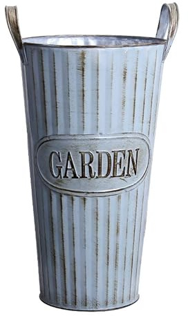 TIMIFUN Shabby Chic Flower Vase Vintage Farmhouse Jug Vase Milk Can Pitcher Galvanized Metal Rustic Vase Holder for Living Room Wedding Garden Office Christmas Decor