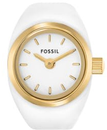 Fossil Ring Watch für Damen, Quarz-Zweizeigerwerk mit Edelstahlarmband