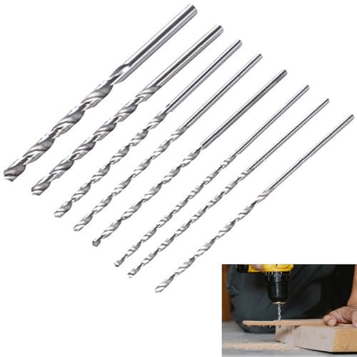 Belvanr 8 Pièces Foret Long Set - Mèches Hélicoïdales Extra Long 200mm, Diamètre 4-10mm pour Perçage Bois, Contreplaqués, Plastique, Caoutchouc (Argent)
