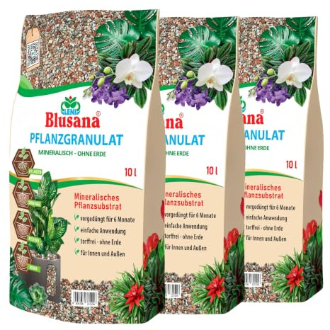 Blusana Mineralisches Pflanzsubstrat für Pflanzen | 6 Monate vorgedüngt | 30 Liter Bims Lava-Stein Zeolith Ton Mix | Granulat fein-mittel Körnung 2-5 mm | pH neutral Hydrokultur Drainage & Dekoration