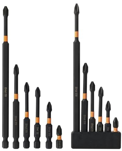 FyMosem 12PCS Phillips Bits #2 Impact Magnetic PH2 Driver Bits 1-6 Inch | Magnetic Cross Screwdriver Drill Bits S2 Steel Quick Change 1/4 Hex Shank for Impact Drivers, Drills and Tight-Reach Repairs