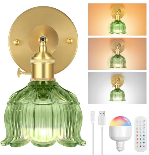 SERBASIC Led Wandleuchte Innen mit Glühbirnen, Moderne Wandlampe Innen Akku Wandleuchte Dimmbar Lampe Wand Gold Wall Lamp Indoor für Schlafzimmer Wohnzimmer Treppenhaus Beleuchtung Korridor