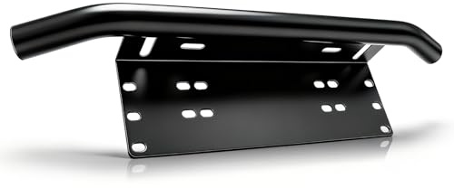 CO LIGHT No Drill Universal Bull Bar Front Bumper License Plate Mount Bracket Aluminum Alloy Holder for Offroad Light Bar Pods Driving Lights Compatible with JK JL Truck SUV Pickup ATV UTV Black