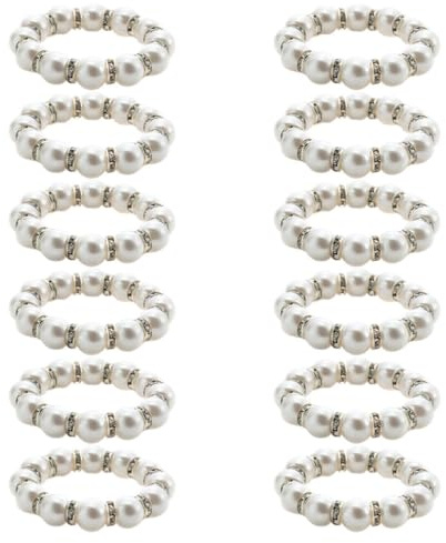 SHINEOFI 15 Stück Imitation Perlen Serviettenringe Perlen Napkin Buckles für Hochzeiten Familienfeiern und Tischdekorationen Diy Serviettenhalter