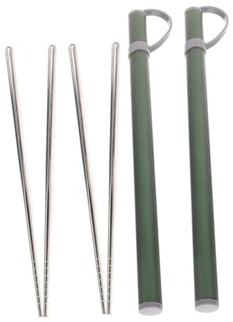 Toddmomy 2sets Bacchette in Acciaio Inossidabile Lunghe Per Cucinare Bacchette Da Cucina in Metallo Riutilizzabili Con Scatola Per Trasporto Per Barbecue e Uso Quotidiano