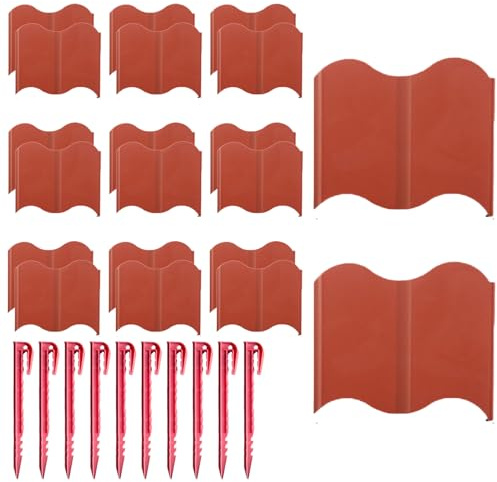 Borde para Parterres de Flores, Bordes Flexibles de Jardín 20 Piezas, Panel Flexible Extraíble como Decoración para Caminos, Paisajismo, Jardines, Césped y Exteriores
