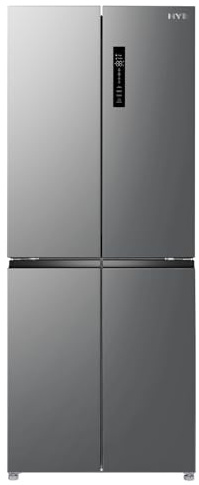 HYE American Fridge Freezer - Side By Side American Style Fridge Freezer, 394L Compact & Freestanding Design, Slim Depth, Low Noise (39dB), Cool Silver Finish - RF01AMCD394S07