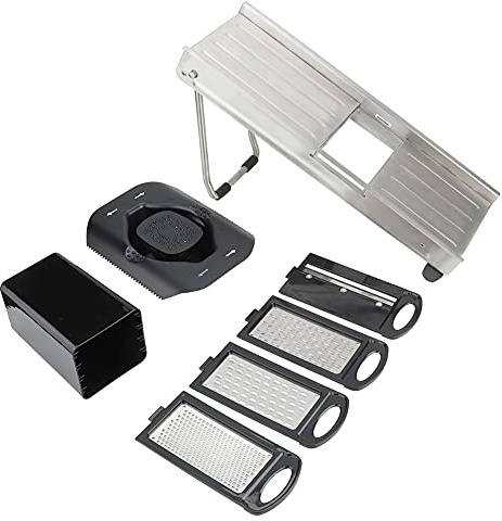 Baxnore Rallador De Patatas Y Verduras Profesional Multifuncional De Acero Inoxidable Con 4 Cuchillas Herramienta De Cocina Duradera Y Afilada Para El Hogar Restaurante Hotel Plata