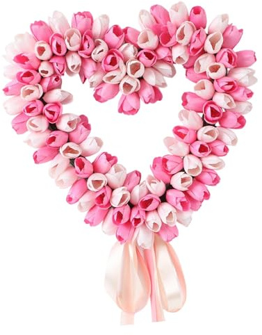 Colcolo Corona Artificial en Forma de corazón, Adorno para propuesta de Matrimonio, tulipán Artificial para Puerta, para y, para decoración.