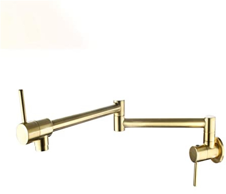 ZQFHSX Kitchen Tap, Brushed Golden Faucet Single Cold Water Lever Foldable Rotatable Spout Wall Mount Sink Tap 9 Types,for Sinks(Brushed C)