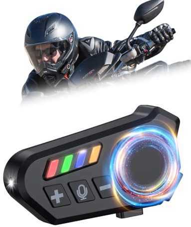 Altoparlanti per casco da moto, batteria a lunga durata, cuffie Bluetooth per moto, doppia riduzione del rumore, con microfono Hi-Fi morbido, rigido, luci abbaglianti RGB, impermeabilità IP8