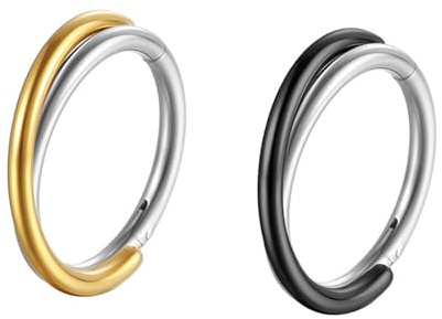 3 set Conch Piercing Näsring, Smycken Hinged Hoop Titan Cross örhänge Solid G23 Broskringar Apart Septum Piercingar