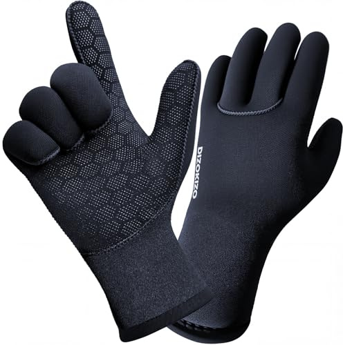 PAWHITS Neoprenhandschuhe 3mm Thermohandschuhe Winterhandschuhe wasserdichte Anti-Rutsch-Handschuhe für Männer und Frauen Herren Schwarz (L)