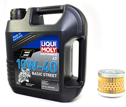 Motoröl Set mineralisch 10W40 4 Liter + Ölfilter OX119 für Aprilia BM W MZ/MUZ