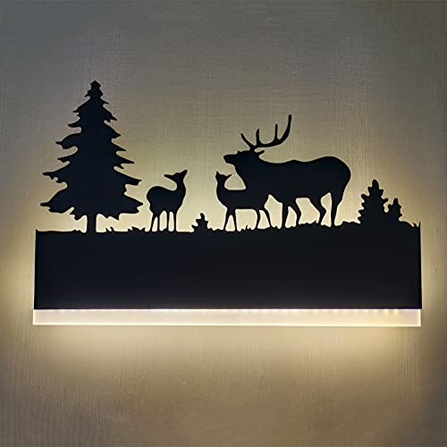 LED Lampada da Parete Interno 12W, Moderna Acrilico Applique da Parete Interni, Lampada a Muro su e giù Ferro Corpo Cervo Design per Camera da Letto Soggiorno Corridoio Le Scale,3000k Bianco Caldo