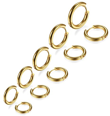 LIUJZZJ 5 Paia Orecchini a Cerchio in Acciaio Inossidabile Piccoli Orecchini a Cerchio Cartilagineo Anelli per Labbra Naso per Uomini e Donne 8/10/12/14/16mm