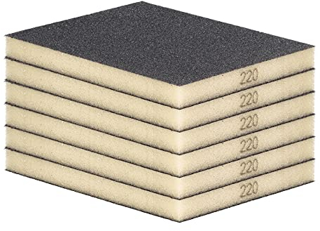 Schleifschwamm Schleifmatte 6 Stück SEHR FEIN Körnung K220 Handschleifer für Holz Lack Metall, Nass- und Trockenschleifen, Schleifklotz, Schleifblock