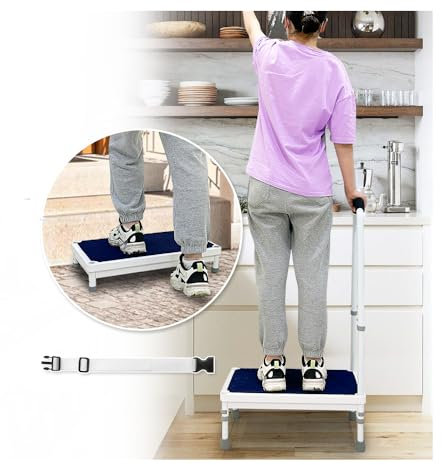 Step Stool with Handle for Elderly - Bedside Assist Step Stool for High Beds, Adults Fall Prevention, Seniors Non-Slip Wide Platform Step for Medical Stool, Bathtub, SUV Car (21.65-Stool)