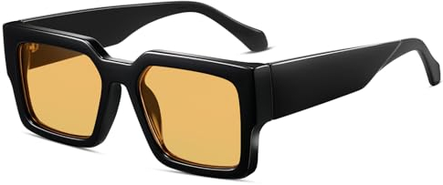 SHEEN KELLY Retro dicke rechteckige klobige Sonnenbrille Damen Herren trendige schmale quadratische schwarze Schildpatt-Rahmenmode der 90er Jahre Brille