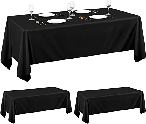 2er-Pack Schwarze rechteckige Tischdecke 153×260cm, waschbare rechteckige Tischdecke aus Polyestergewebe für 6 Ft Tisch perfekt für Geburtstag, Hochzeit, Bankett, Restaurant, Party, Babyparty