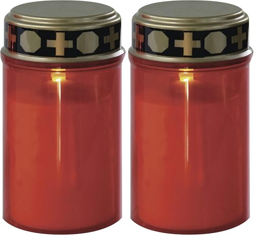 EMOS LED Grabkerze, Grablicht mit Dämmerungssensor, IP44 wasserdichte Grableuchte für den Außenbereich, 1500 Stunden Lebensdauer, DCCV20, 7 x 12,5 cm (Packung mit 2)
