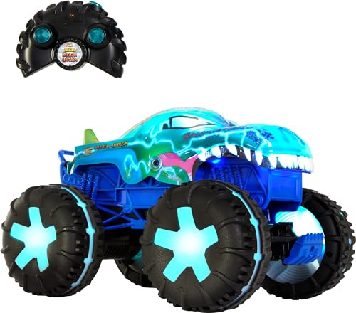 Hot Wheels Toy Truck Monster Trucks RC Oversized Fernsteuerung Mega-Wrex Alive im Maßstab 1:15, 3 Spielmodi mit interaktiven Lichtern & Sounds